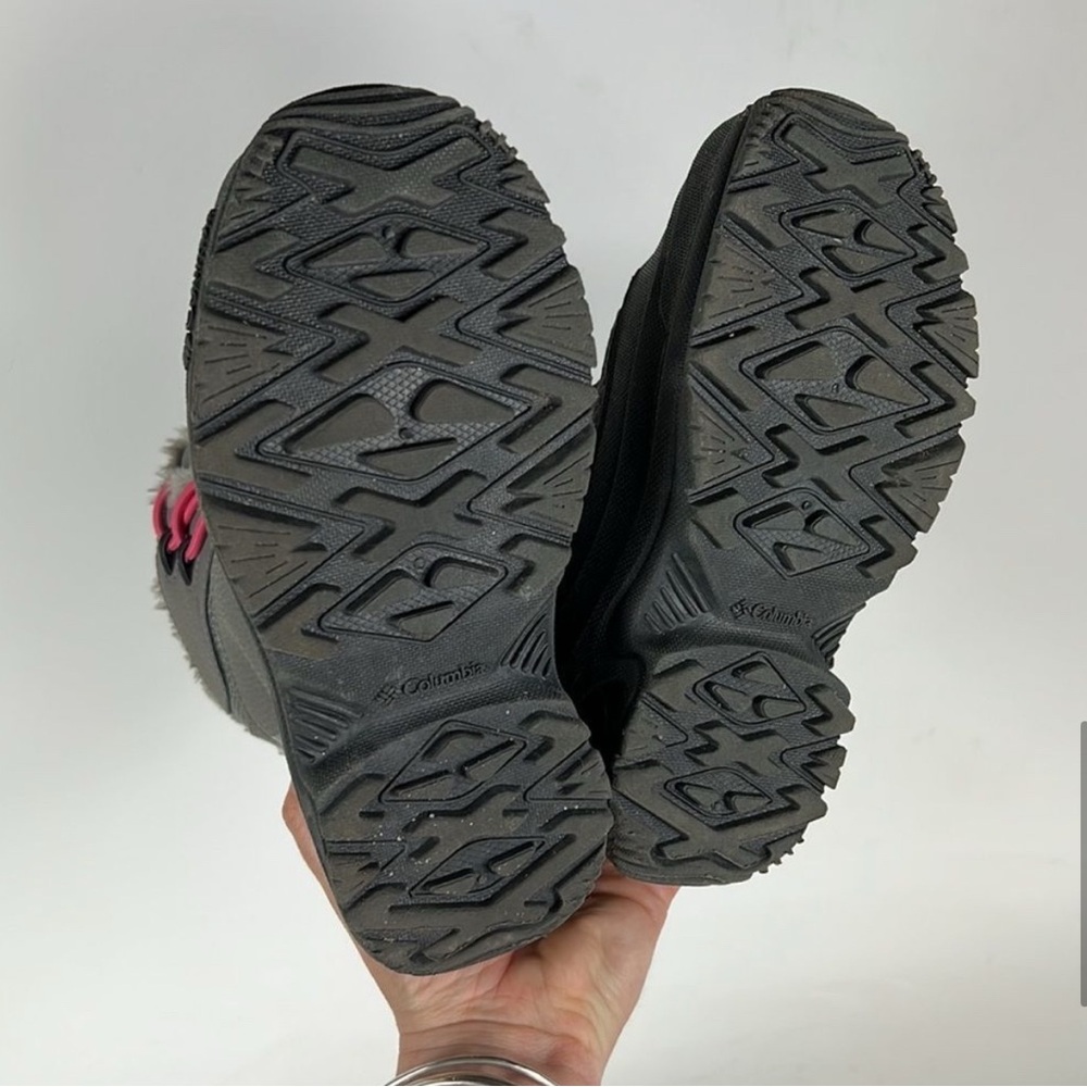 Columbia grey pink insulated waterproof winter snow boots us kids girls size 2 - Picture 4 of 8